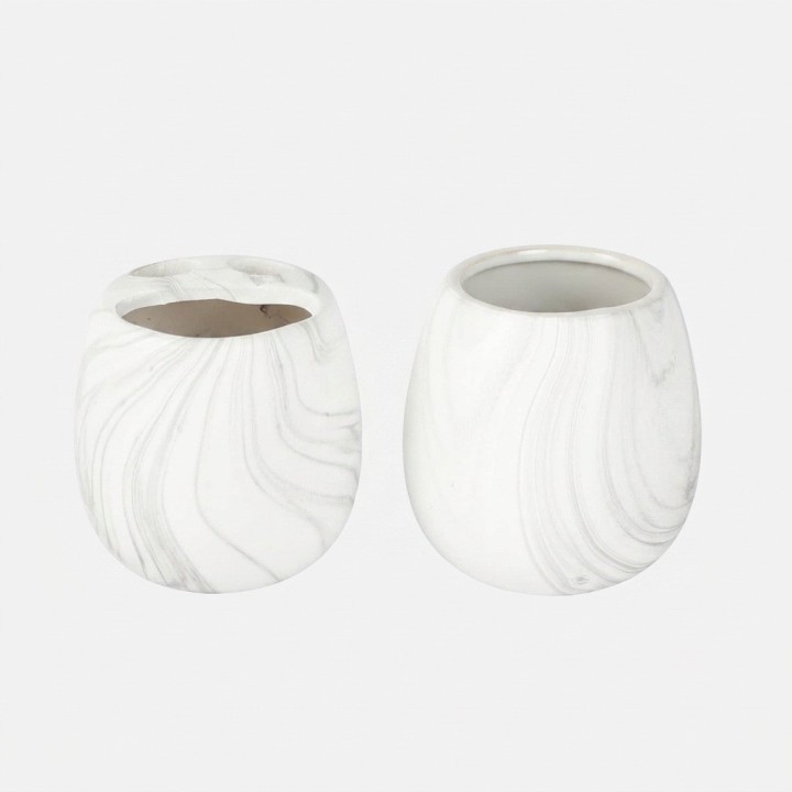 Set 4 Accesorios Para Baño Diseño Mármol Blanco Elegante