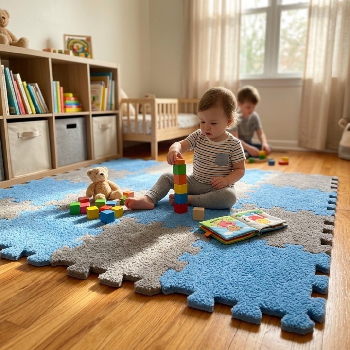 Tapete Alfombra Rompecabezas Felpa Bebés 10 Pzs 30x30