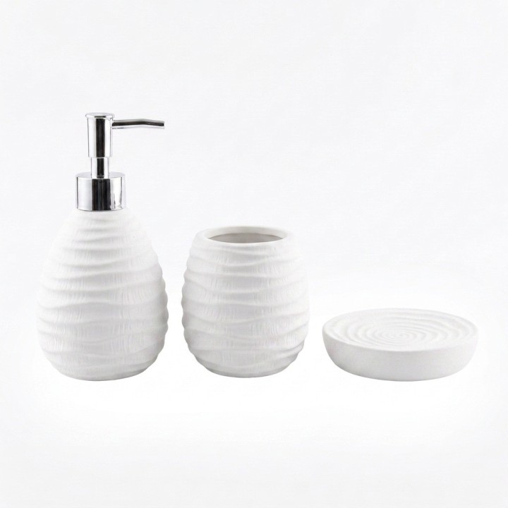 Set Accesorios Baño 3 Piezas Diseño Texturizado