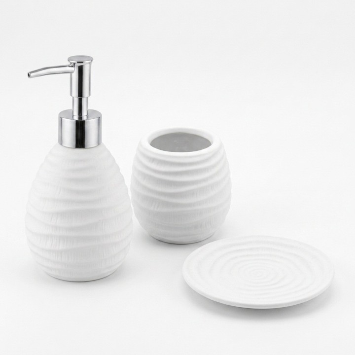 Set Accesorios Baño 3 Piezas Diseño Texturizado