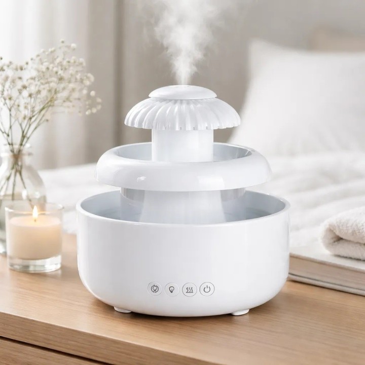 Humidificador Cascada Sonido De Lluvia Luz Led 600ml