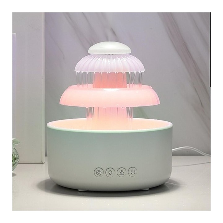 Humidificador Cascada Sonido De Lluvia Luz Led 600ml