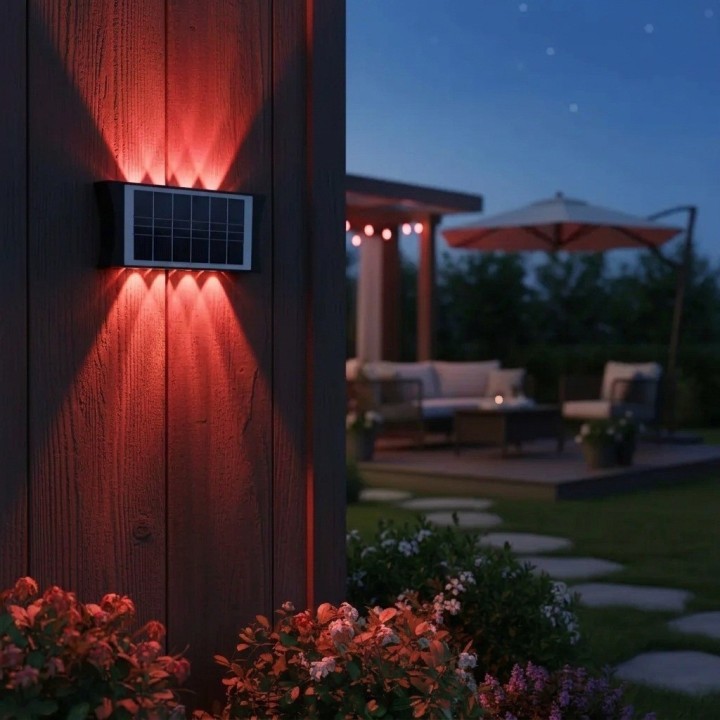 Lámpara Solar De Pared Led Exterior Impermeable Ip65