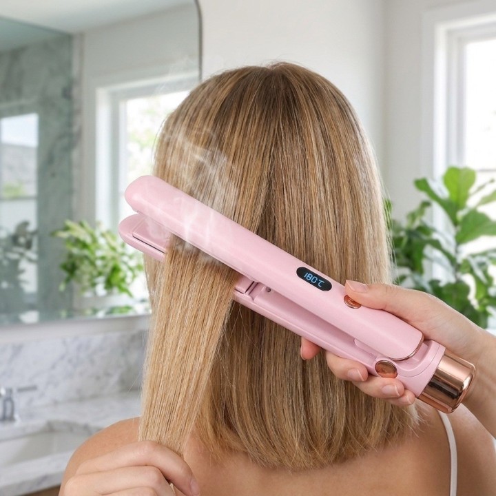 Plancha Alisadora Inalámbrica Recargable Para Cabello