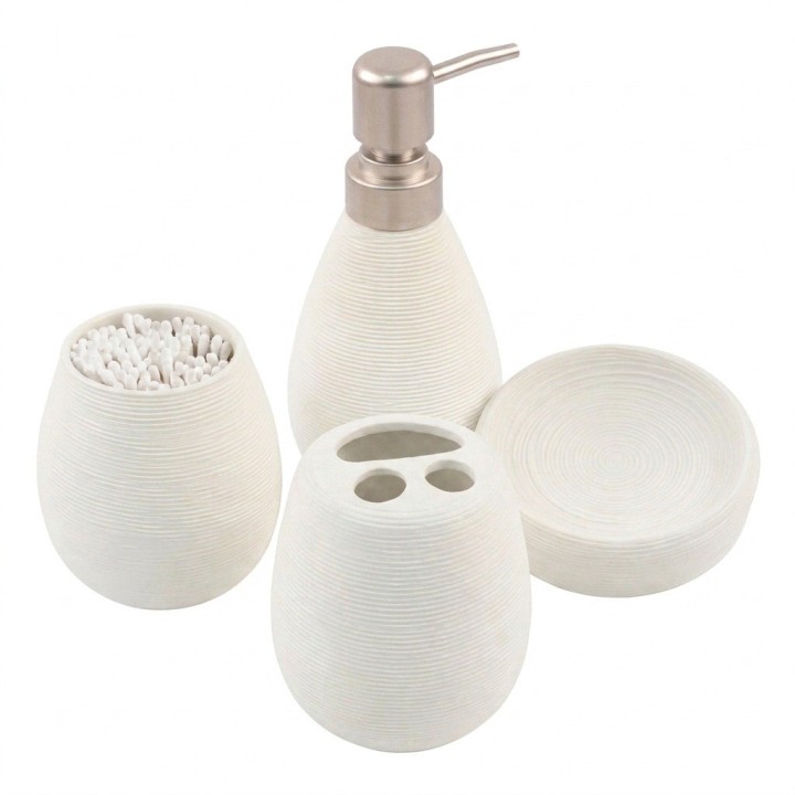 Set 4 Accesorios Baño Dispensador Vaso Jabonera Blanco