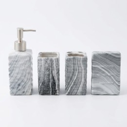 Set 4 Accesorios Baño Efecto Mármol Gris Texturizado