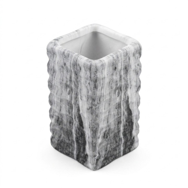 Set 4 Accesorios Baño Efecto Mármol Gris Texturizado