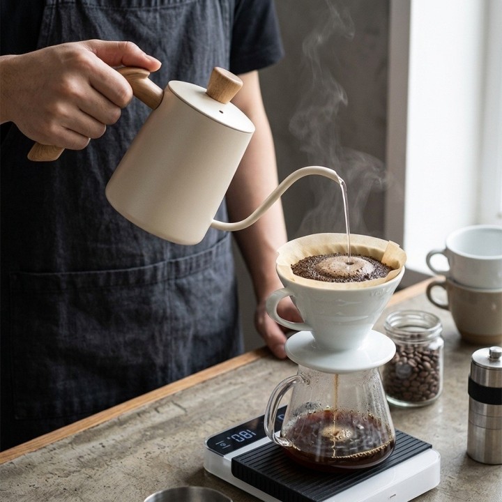 Cafetera Cuello De Cisne Para Café Pour Over Madera