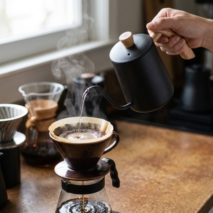 Cafetera Cuello De Cisne Para Café Pour Over Madera