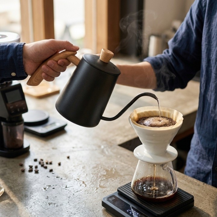 Cafetera Cuello De Cisne Para Café Pour Over Madera