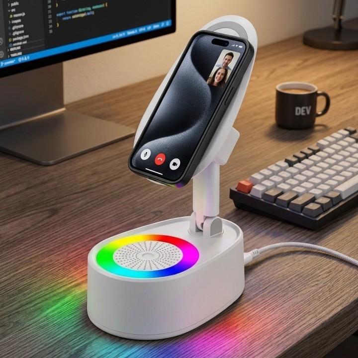 Soporte Para Celular Con Parlante Bluetooth Luz Rgb 1200mah