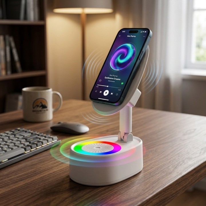 Soporte Para Celular Con Parlante Bluetooth Luz Rgb 1200mah