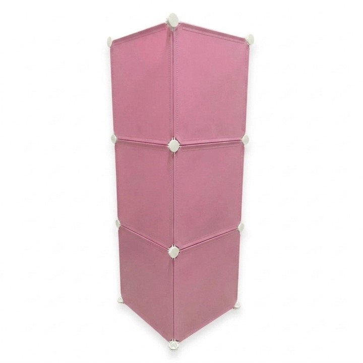 Armario Organizador Modular Infantil 3 Cubos Rosa Gatos