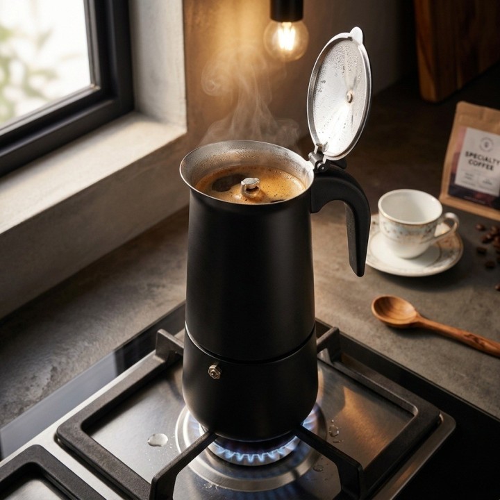 Cafetera Moka Italiana Espresso 12 Tazas - Diseño Mate