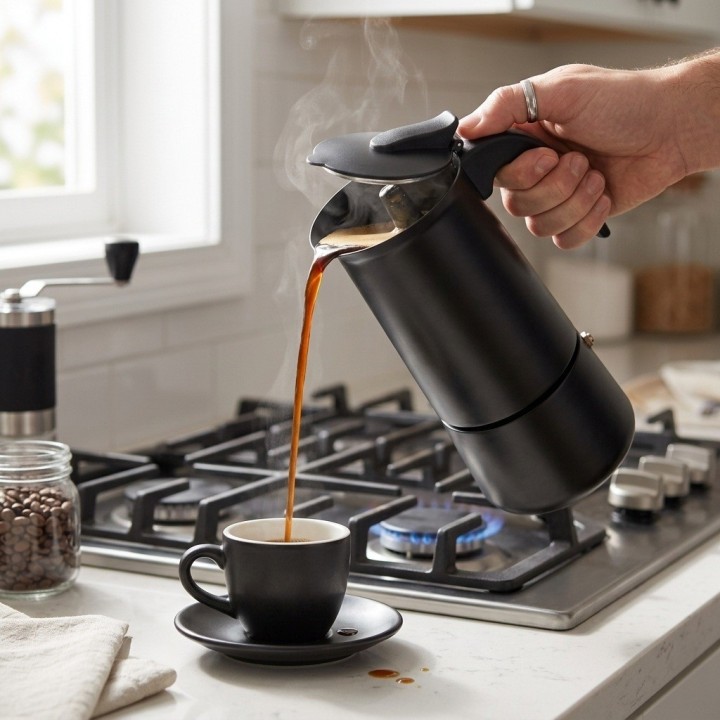 Cafetera Moka Italiana Espresso 12 Tazas - Diseño Mate
