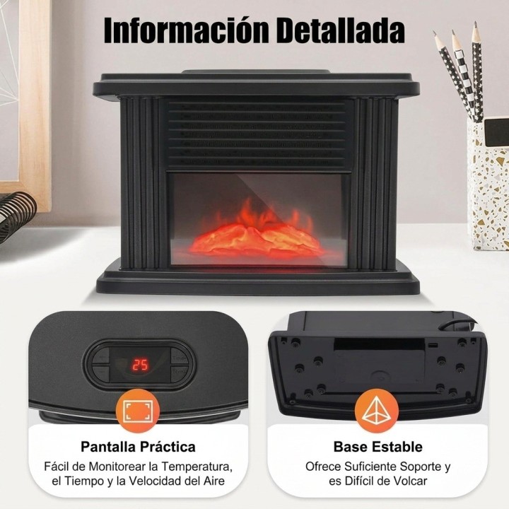 Calefactor Eléctrico Portátil Tipo Chimenea 1000w Control
