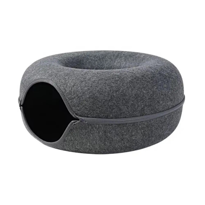 Cama Cueva Dona Para Gatos Fieltro Rascador Túnel 45cm