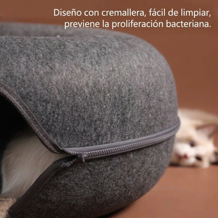 Cama Cueva Dona Para Gatos Fieltro Rascador Túnel 45cm