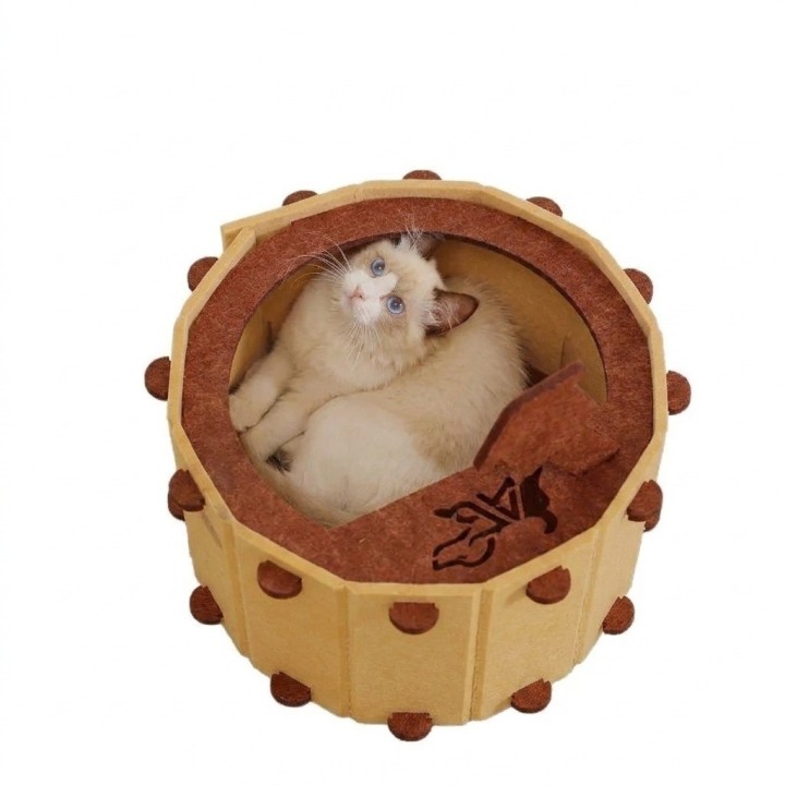 Cama Nido Fieltro Para Gatos Rascador Tipo Bañera 37cm