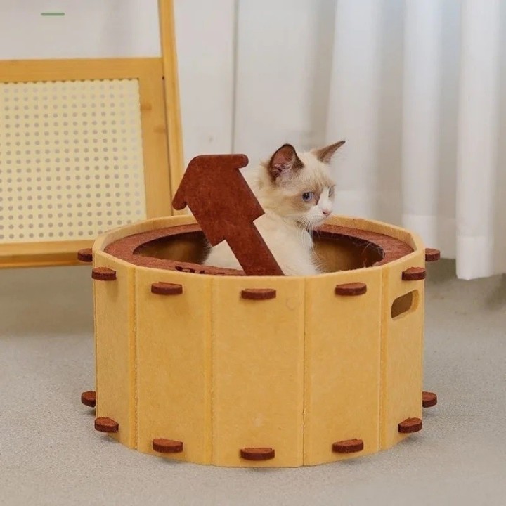 Cama Nido Fieltro Para Gatos Rascador Tipo Bañera 37cm