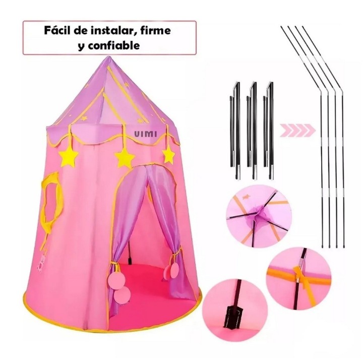 Carpa Castillo Princesa Infantil Plegable Portátil Rosa