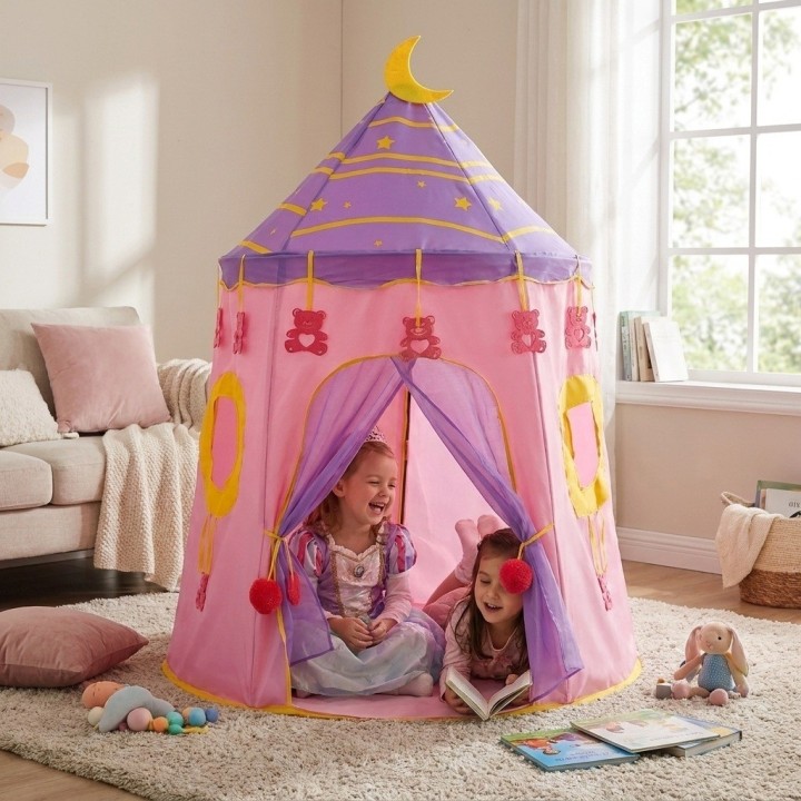 Carpa Castillo Princesa Infantil Plegable Portátil Rosa