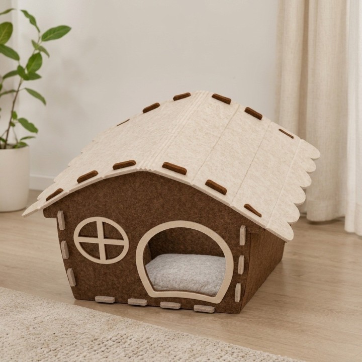 Casa Cama Para Gato Cabaña Fieltro 45cm