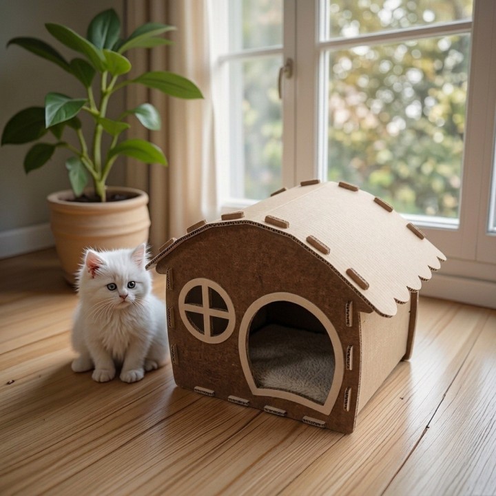 Casa Cama Para Gato Cabaña Fieltro 45cm