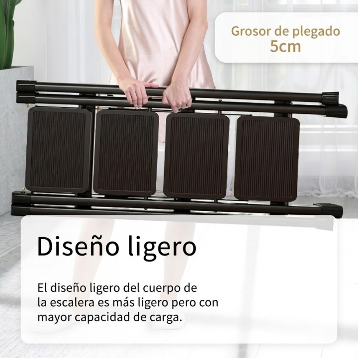 Escalera Plegable Aluminio 4 Peldaños Antideslizante Negra