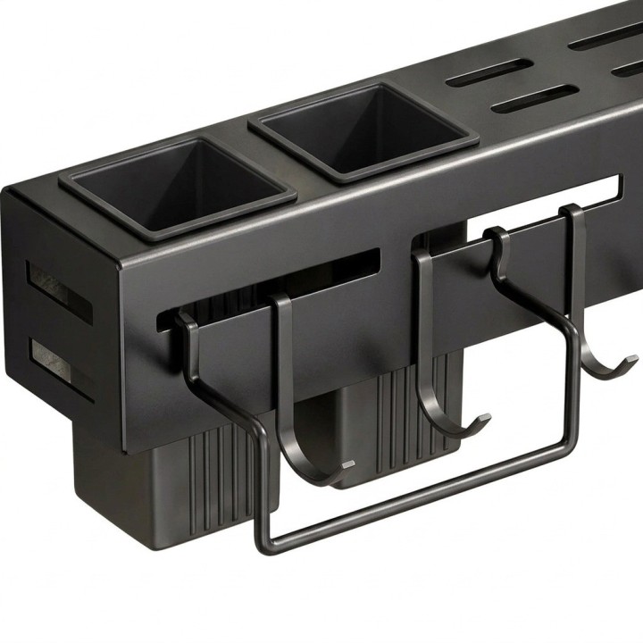 Organizador Cocina Pared Porta Cuchillos Y Cubiertos Negro
