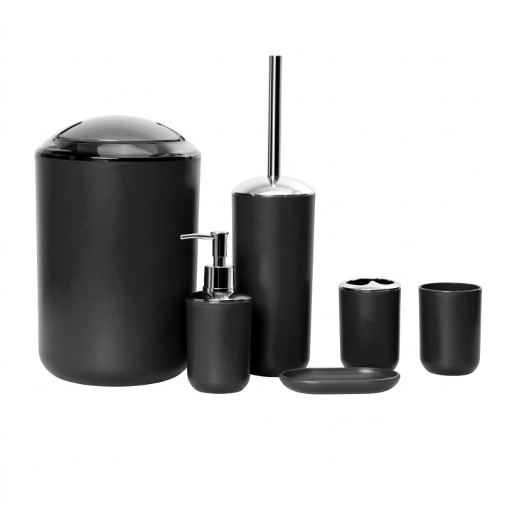 Set Accesorios Baño 6 Piezas Negro Mate Elegante