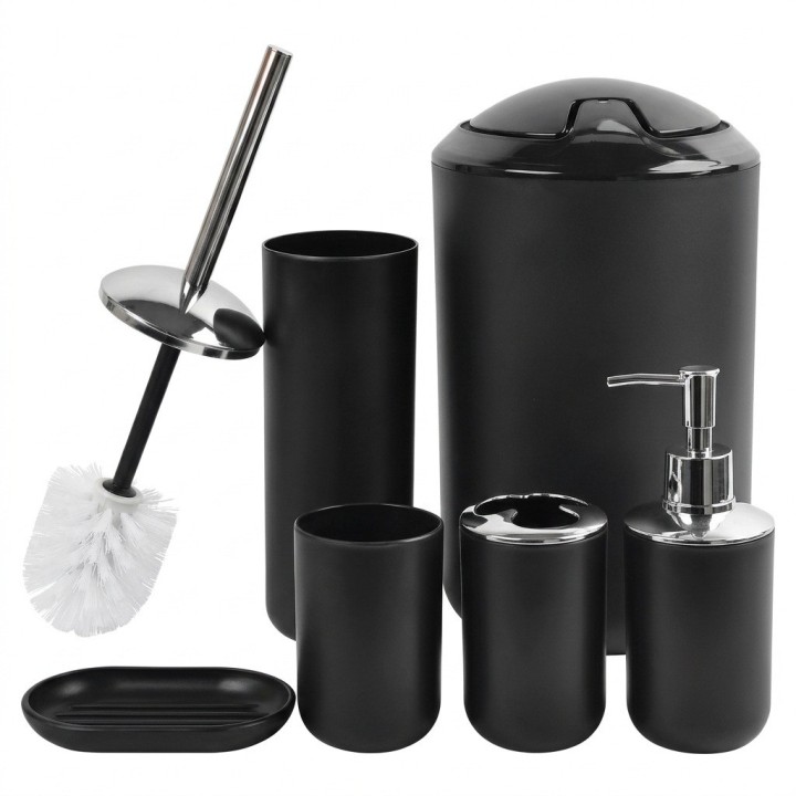 Set Accesorios Baño 6 Piezas Negro Mate Elegante