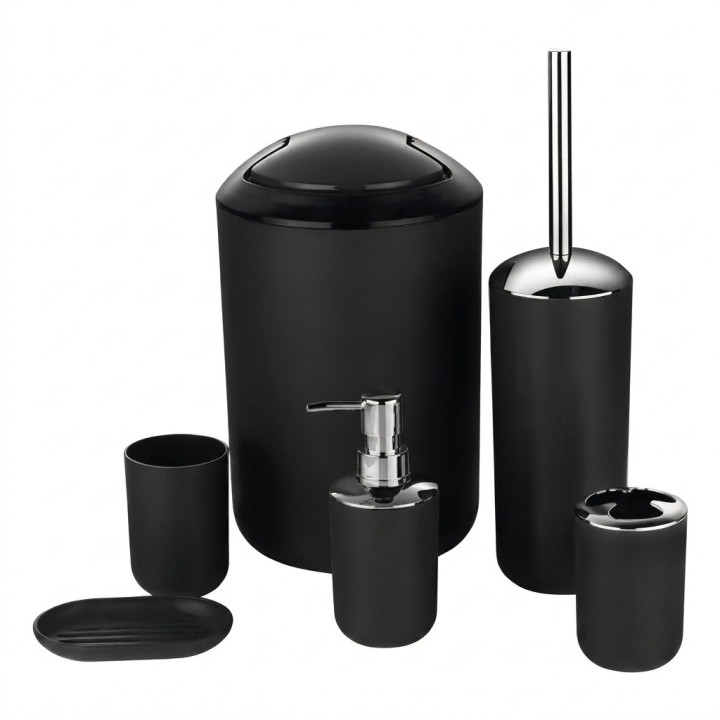 Set Accesorios Baño 6 Piezas Negro Mate Elegante