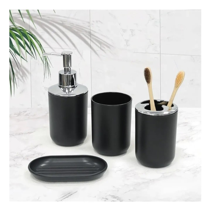Set Accesorios Baño 6 Piezas Negro Mate Elegante