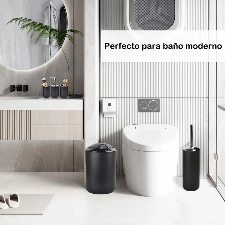 Set Accesorios Baño 6 Piezas Negro Mate Elegante