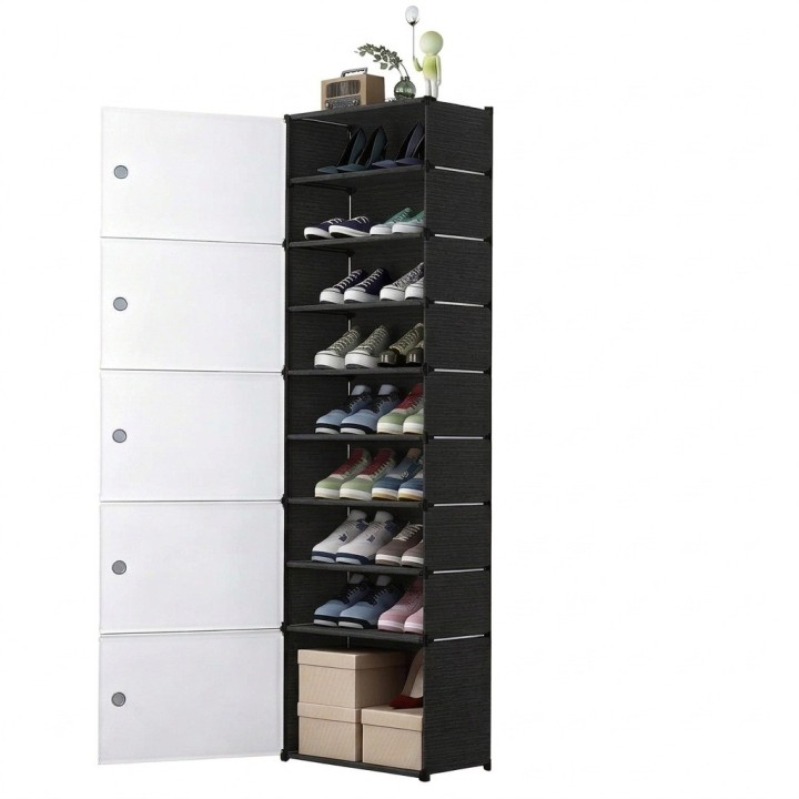 Zapatero Organizador Cerrado 9 Niveles Multiusos Negro