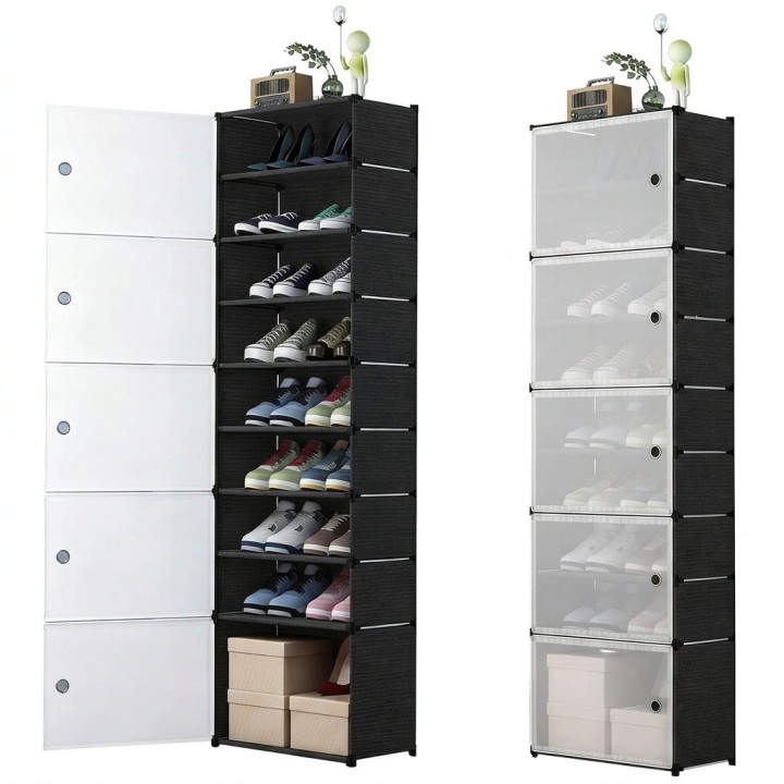 Zapatero Organizador Cerrado 9 Niveles Multiusos Negro