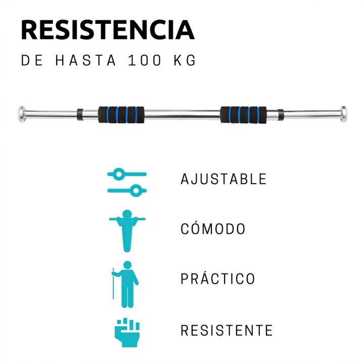 Barra De Dominadas Extensible Para Puerta 62-100cm 100kg