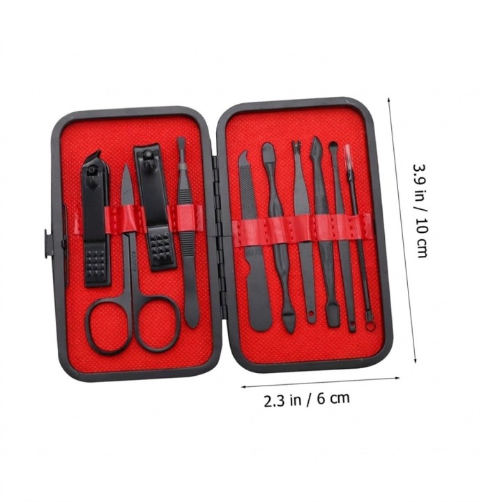 Kit Manicura Pedicura 10 Piezas Acero Inoxidable Estuche