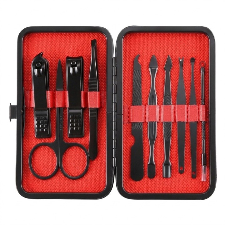 Kit Manicura Pedicura 10 Piezas Acero Inoxidable Estuche