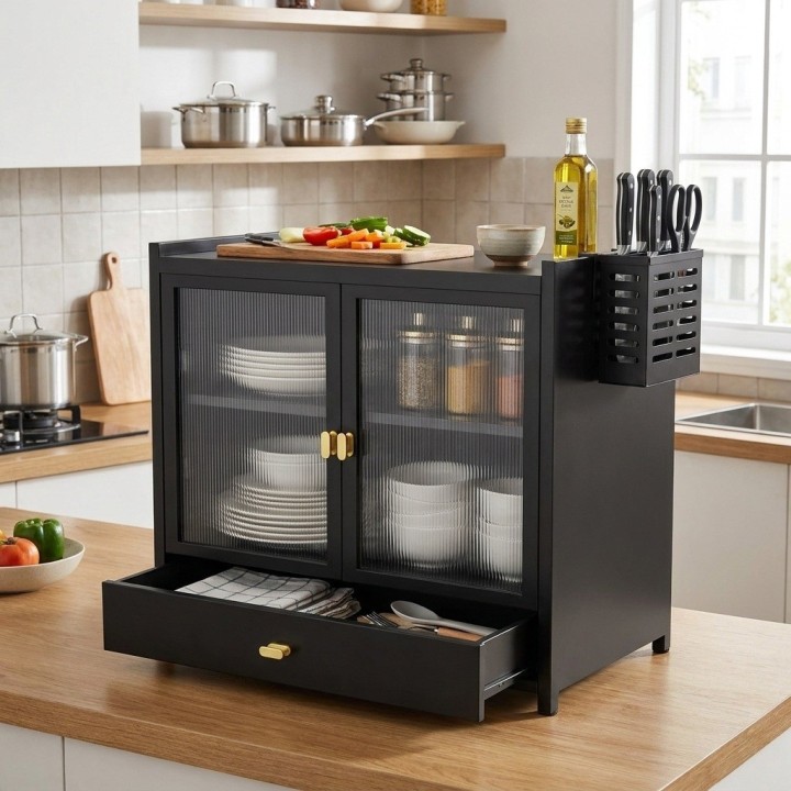 Mueble Organizador Cocina Alacena Platero Negro Multiuso