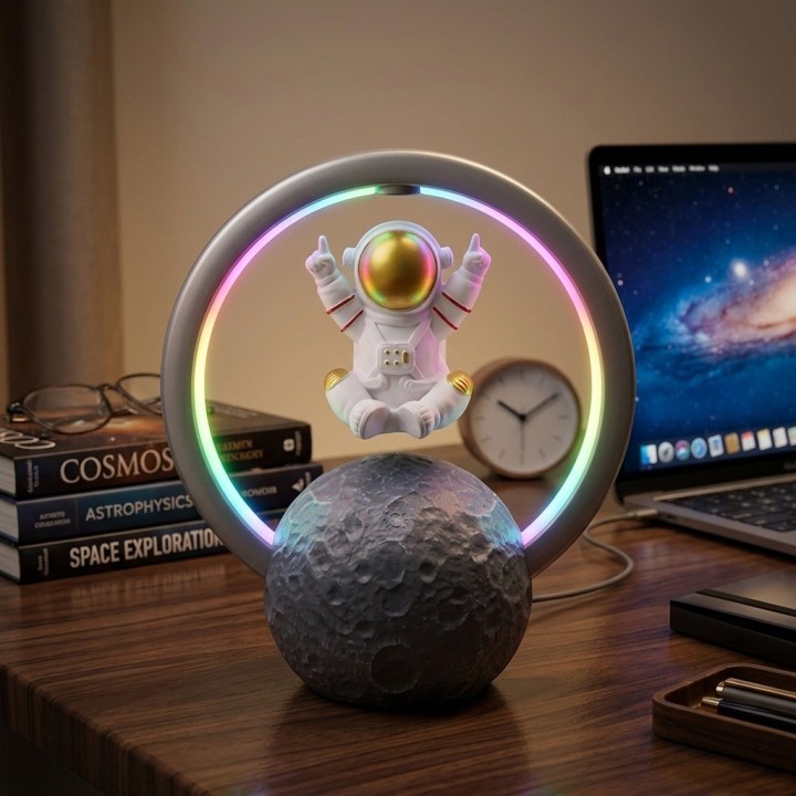 Parlante Bluetooth Lámpara Astronauta Flotante Y-598 Dorada