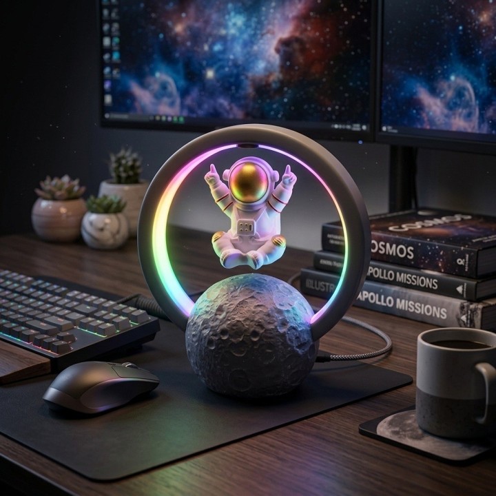 Parlante Bluetooth Lámpara Astronauta Flotante Y-598 Dorada