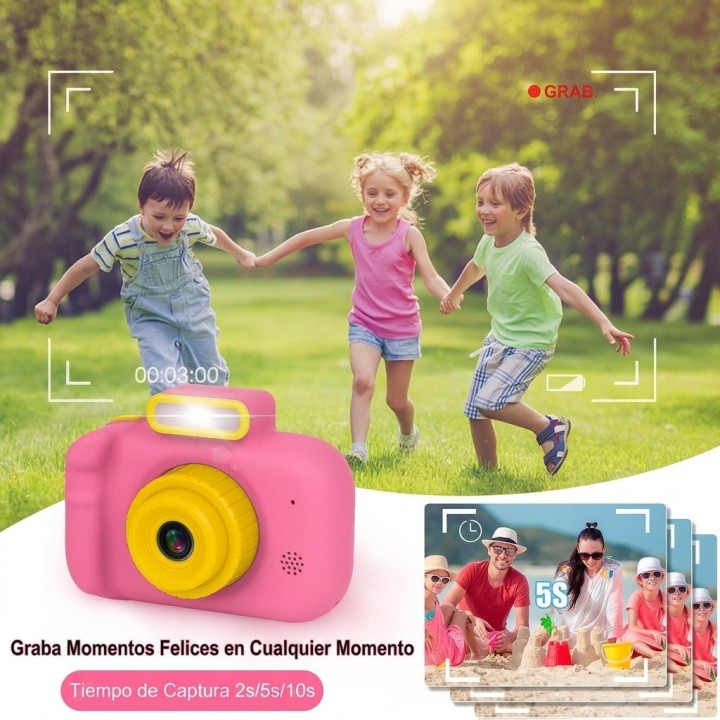 Cámara Digital Fotográfica Niños Recargable Juegos + Cordón