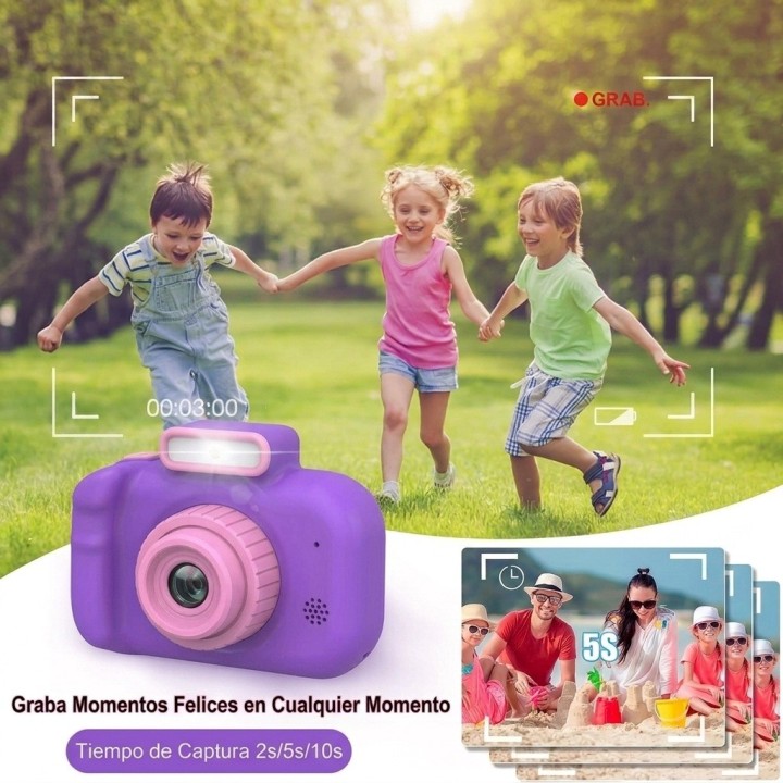 Cámara Digital Fotográfica Niños Recargable Juegos + Cordón