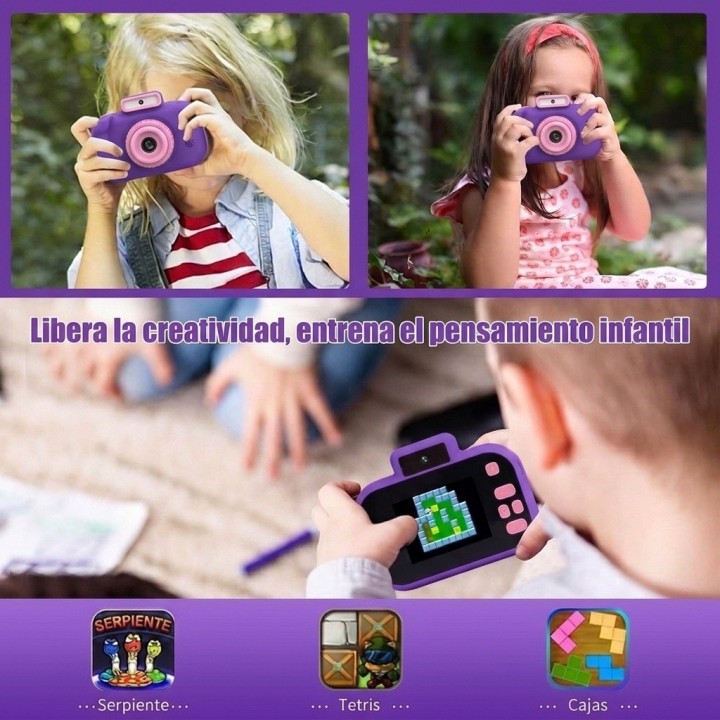 Cámara Digital Fotográfica Niños Recargable Juegos + Cordón