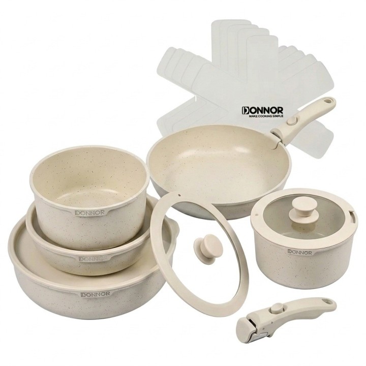 Batería De Cocina Antiadherente Dn-grs-17 17 Piezas Apilable