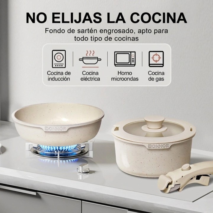 Batería De Cocina Antiadherente Dn-grs-17 17 Piezas Apilable