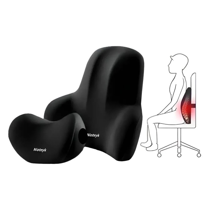 Set Cojín Lumbar Y Cervical Ergonómico Carro Oficina