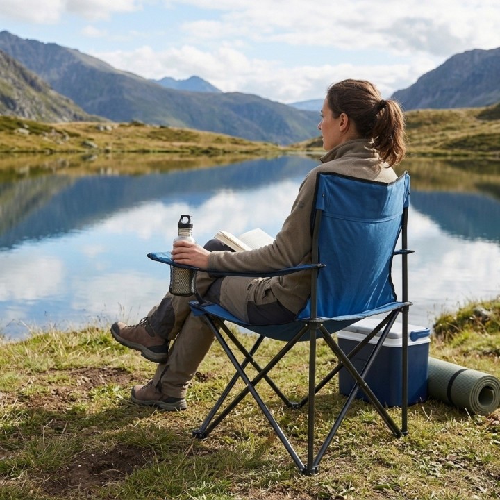 Silla Camping Plegable Portátil Con Portavasos Exterior